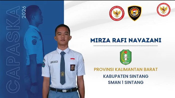 Mirza Rafi Navazani, Paskibraka asal Sintang Kalbar.  (dok YouTube BPIP)