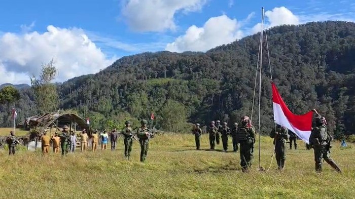 Upacara HUT ke-81 RI di Distrik Ugimba, Intan Jaya, Papua Tengah.
