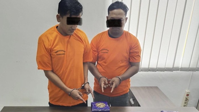 Foto: Kurir sabu saat ditangkap Polda Sumut di pinggir Jalan Lintas Sumatera (dok. Polda Sumut)