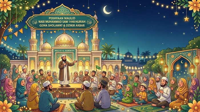 Ilustrasi acara Maulid Nabi Muhammad SAW.