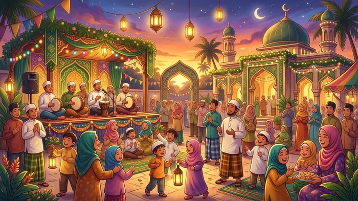 Ilustrasi kegiatan perayaan Maulid Nabi.