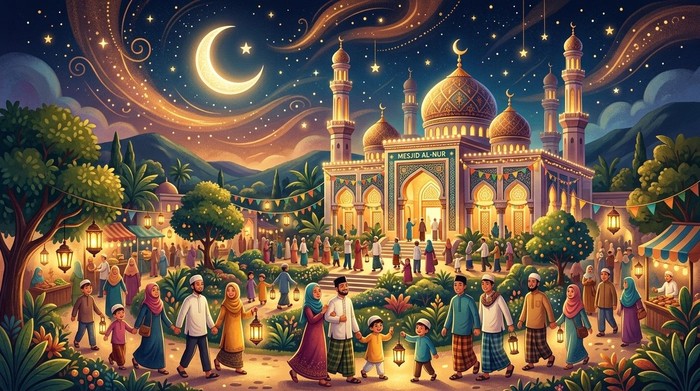 Ilustrasi merayakan Maulid Nabi Muhammad SAW.