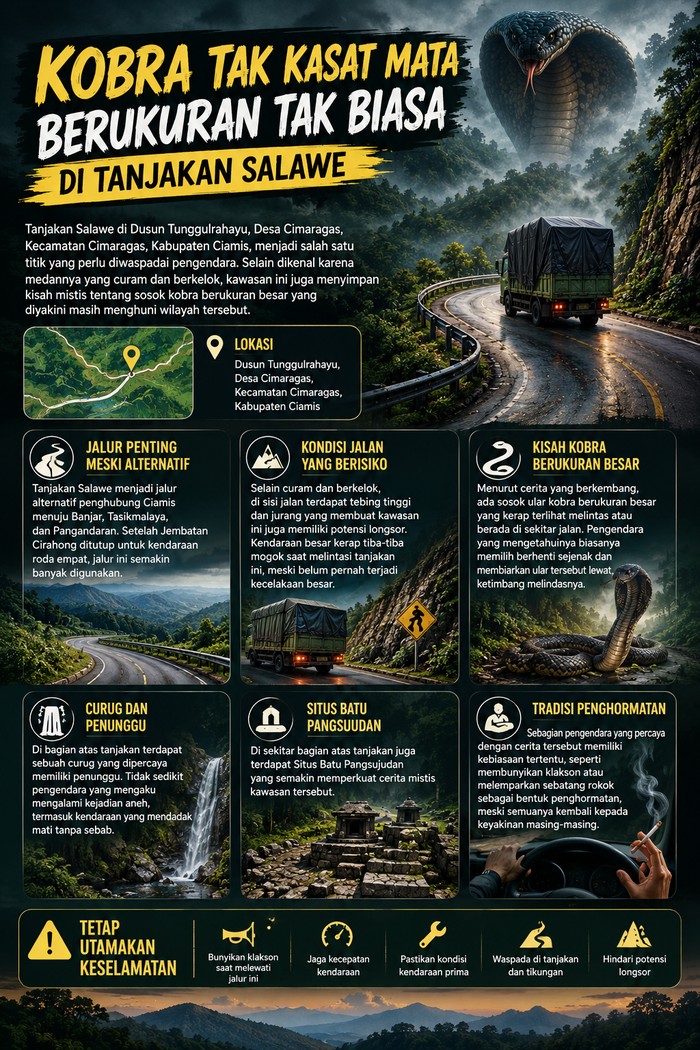 Ilustrasi mitos kobra di Tanjakan Salawe Ciamis.