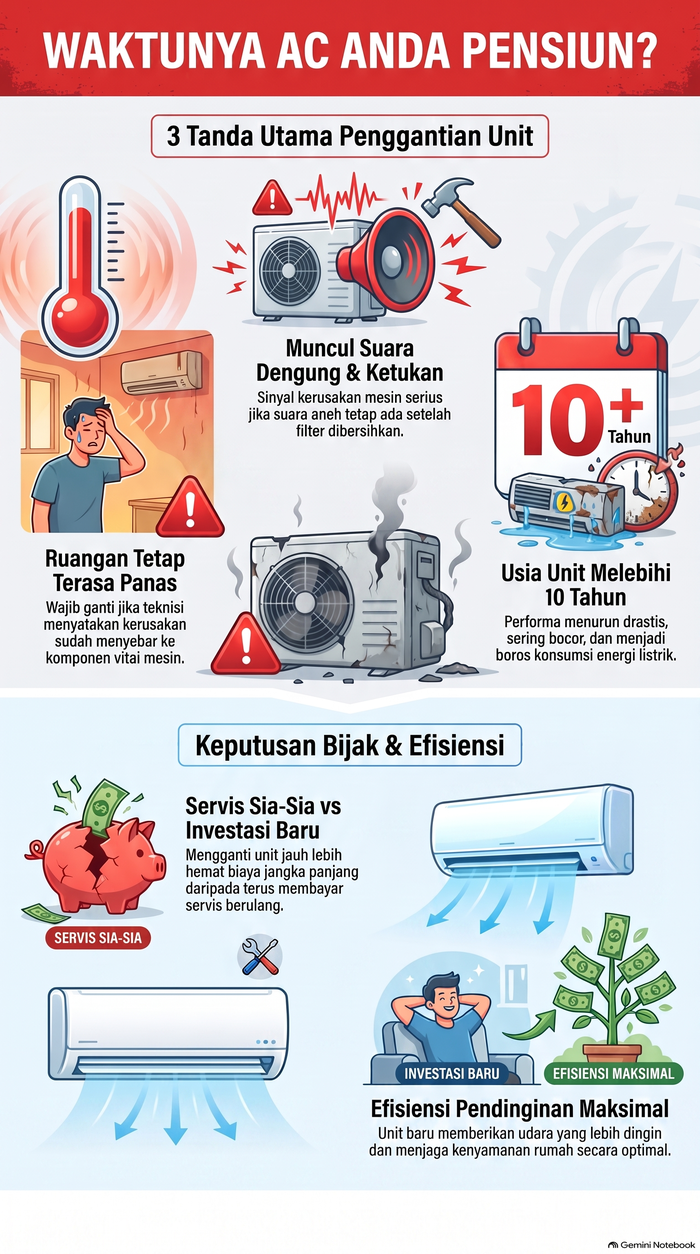 Infografis tanda AC sudah rusak