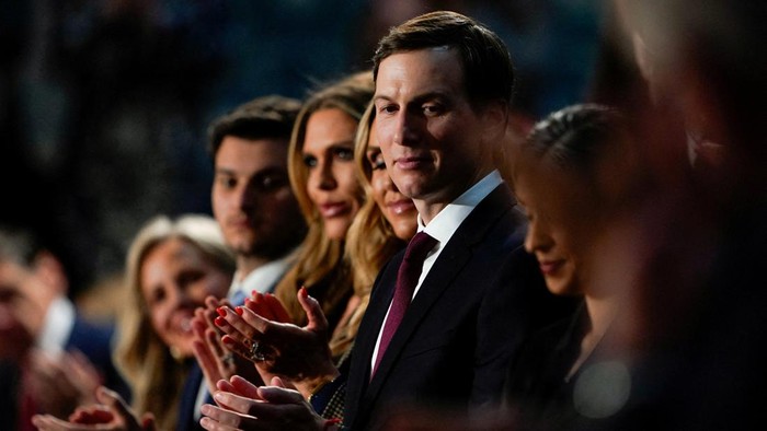 FILE PHOTO: Jared Kushner applauds during U.S. President Donald Trumps State of the Union address in the House Chamber at the U.S. Capitol in Washington, D.C., U.S., February 24, 2026. REUTERS/NATHAN HOWARD/File Photo