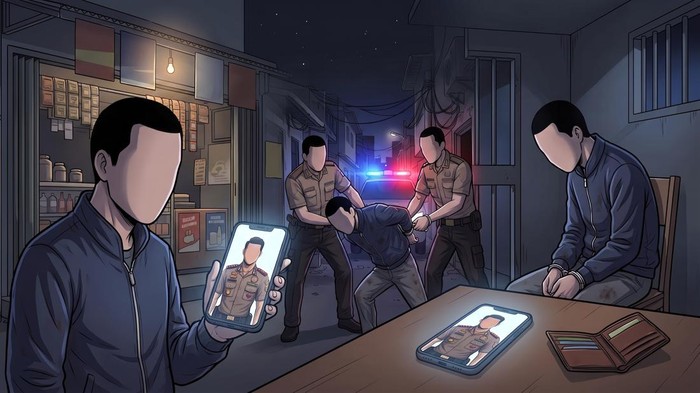 Aksi Penjahat Jalanan Berbekal Seragam Polisi Editan AI