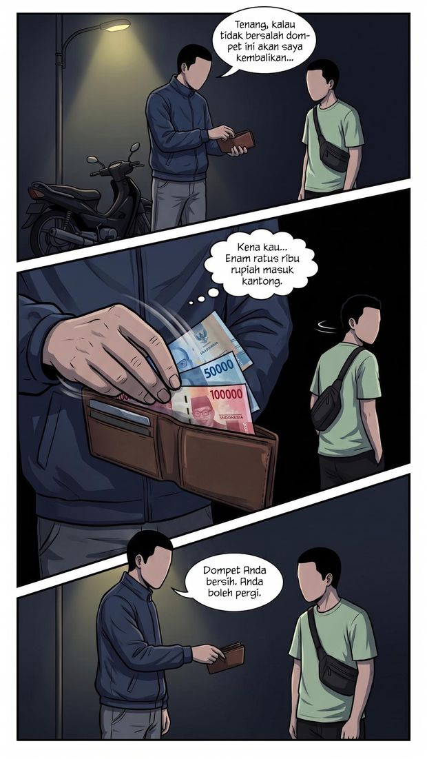 Komik Polisi Gadungan di Bandung Aksi Penjahat Jalanan Berbekal Seragam Polisi Editan AI