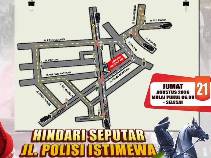 Rute rekayasa lalin Hari Juang Polri Surabaya