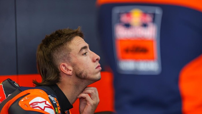NORTHAMPTON, ENGLAND - AUGUST 9: Pedro Acosta of Spain and Red Bull KTM Factory Racing(37) looks on after Warm-up Session before the Grand Prix of Great Britain at Silverstone Circuit on August 9, 2026 in Northampton, England. (Photo by Qian Jun/MB M