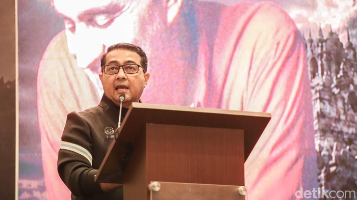 Menteri Kebudayaan Republik Indonesia Fadli Zon, Menteri Pariwisata Republik Indonesia Widiyanti Putri Wardhana, Menteri Ekonomi Kreatif Republik Indonesia Teuku Riefky Harsya, Direktur Utama Injourney Maya Watono, Wakil Direktur Utama Bank Negara Indonesia (Persero) Tbk. Alexandra Askandar di JIEXPO Convention Centre & Theatre, Jakarta Utara, Rabu (19/8/2026).