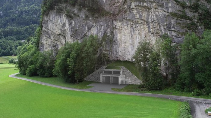 Brankas Supermewah di bawah pegunungan Swiss