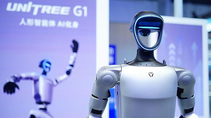 Robot humanoid buatan Unitree menjadi pusat kampanye promosi besar-besaran menjelang penawaran umum perdana saham (IPO) perusahaan itu. (VCG via Getty Images)