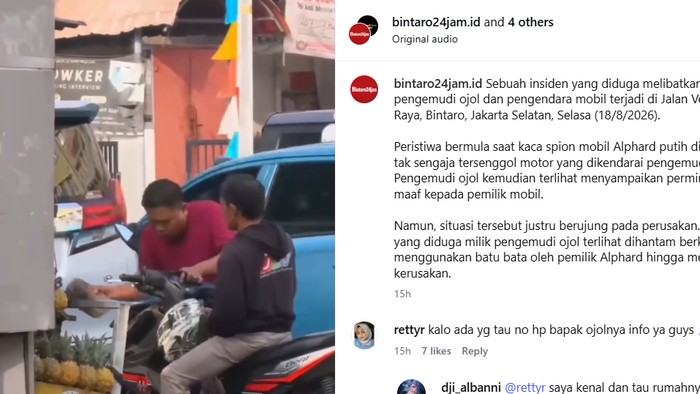 Sopir Alphard ngamuk hantam motor pakai batu