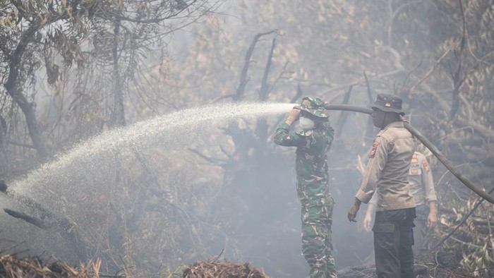 Kapolda Riau Irjen Pol Herry Heryawan dan Pangdam Tuanku Tambusai Mayjen TNI Agus Hadi Waluyo turun langsung padamkan karhutla di Kerumutan, Pelalawan, Kamis (20/8/2026).
