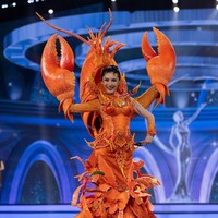 Sunisa Pinklab atau Mo-Sunisa Phinklab merupakan kontestan Miss Universe Thailand 2026 yang mewakili Provinsi Trat. Ia mencuri perhatian lewat kostum nasional bertema udang raksasa. Kostum tersebut dibuat begitu mencolok dengan bentuk udang yang mendominasi penampilannya, membuat Sunisa terlihat bak hidangan laut raksasa yang berjalan di atas panggung.Foto: Dok. Facebook Miss Universe Thailand