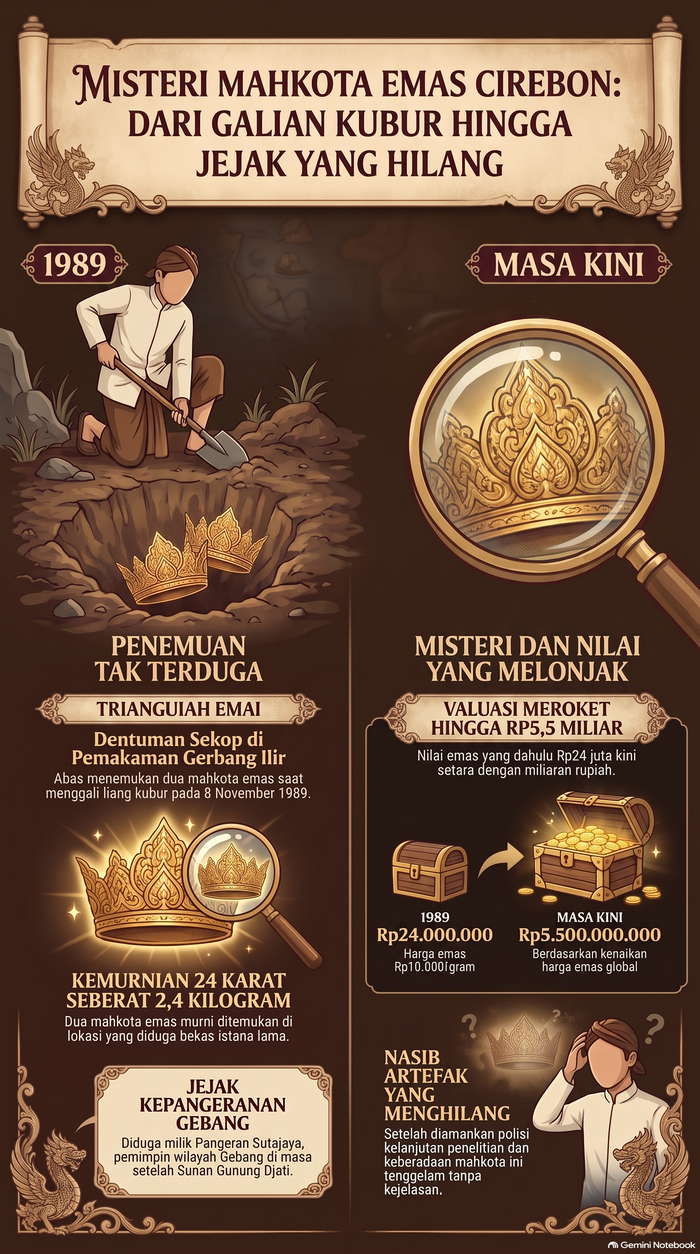 Mister penemuan mahkota emas di Cirebon.