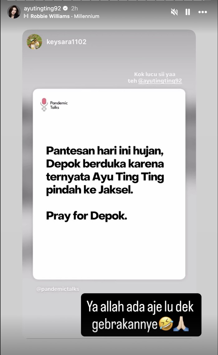 Ayu Ting Ting pindah ke Jaksel.