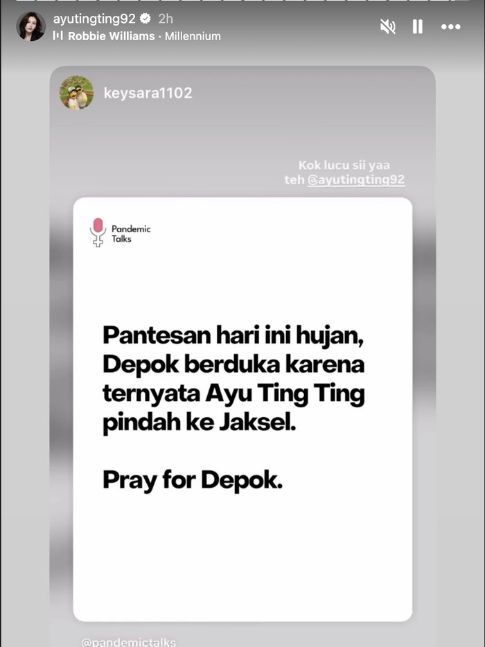 Ayu Ting Ting pindah ke Jaksel.