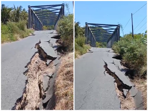 Dampak gempa susulan membuat jalan aspal retak di Manggarai Timur, NTT, Kamis (20/8/2026). (Istimewa)