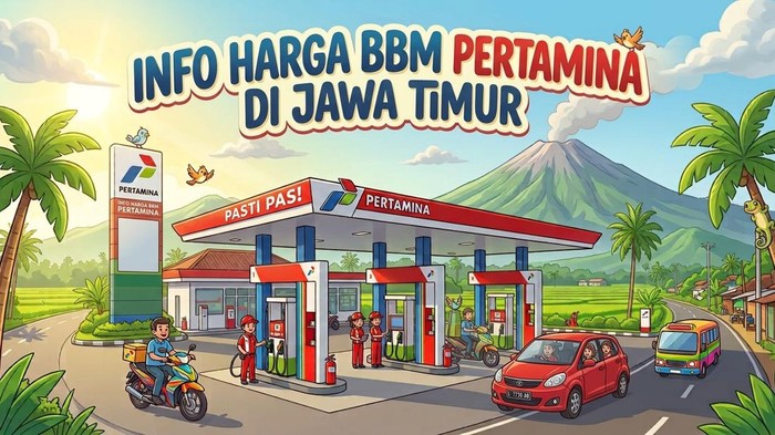 Ilustrasi harga BBM Pertamina di Jawa Timur hari ini.