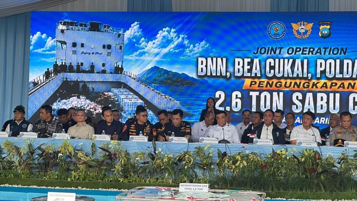 Konferensi pers bersama BNN hingga Bea Cukai (Rizky/detikcom)