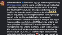 Komentar yang diunggah Aldi Taher akhirnya membuat salah paham. Saat bertemu Aldi Taher akhirnya meminta maaf kepada Nanda Persada mengenai kesalahpahaman tersebut. Foto: dok instagram Nanda Persada