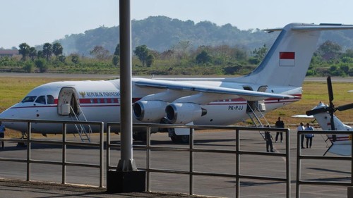 Pesawat yang ditumpangi Wakil Presiden Gibran  Rakabuming Raka  tiba di Bandara Internasional Komodo Labuan Bajo, Jumat (21/8/2026) pagi. Selanjutnya naik Helikopter ke Manggarai dan Manggarai Timur (Dok. Istimewa)