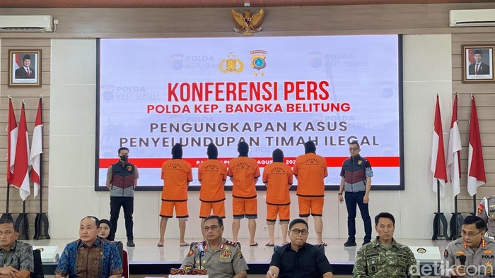 Polda Bangka Belitung merilis kasus penyelundupan timah di Belitung