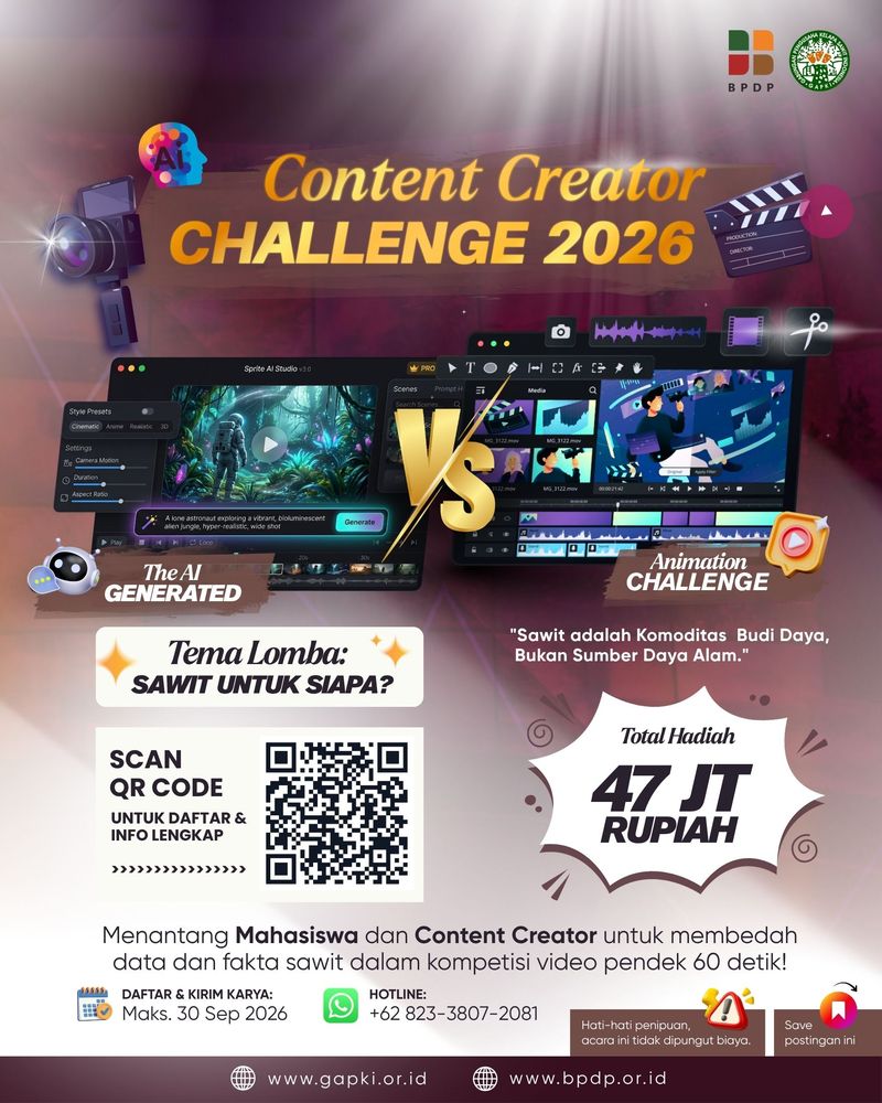 GAPKI Gelar Content Creator Challenge 2026, Disponsori BPDP GAPKI Gelar Content Creator Challenge 2026, Disponsori BPDP