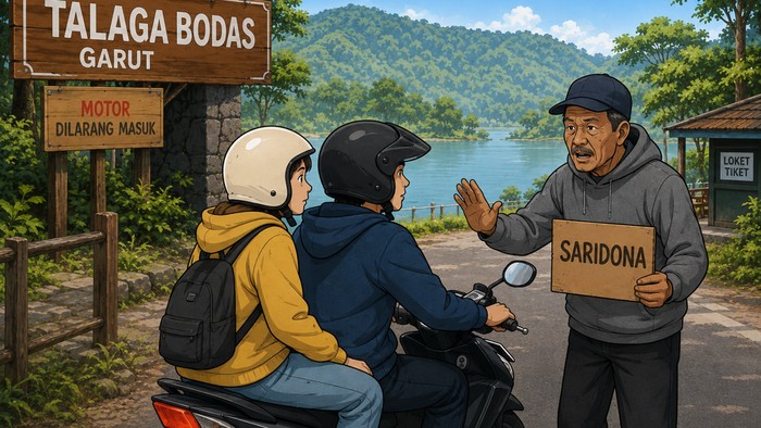 Ilustrasi pungli di Talaga Bodas Garut
