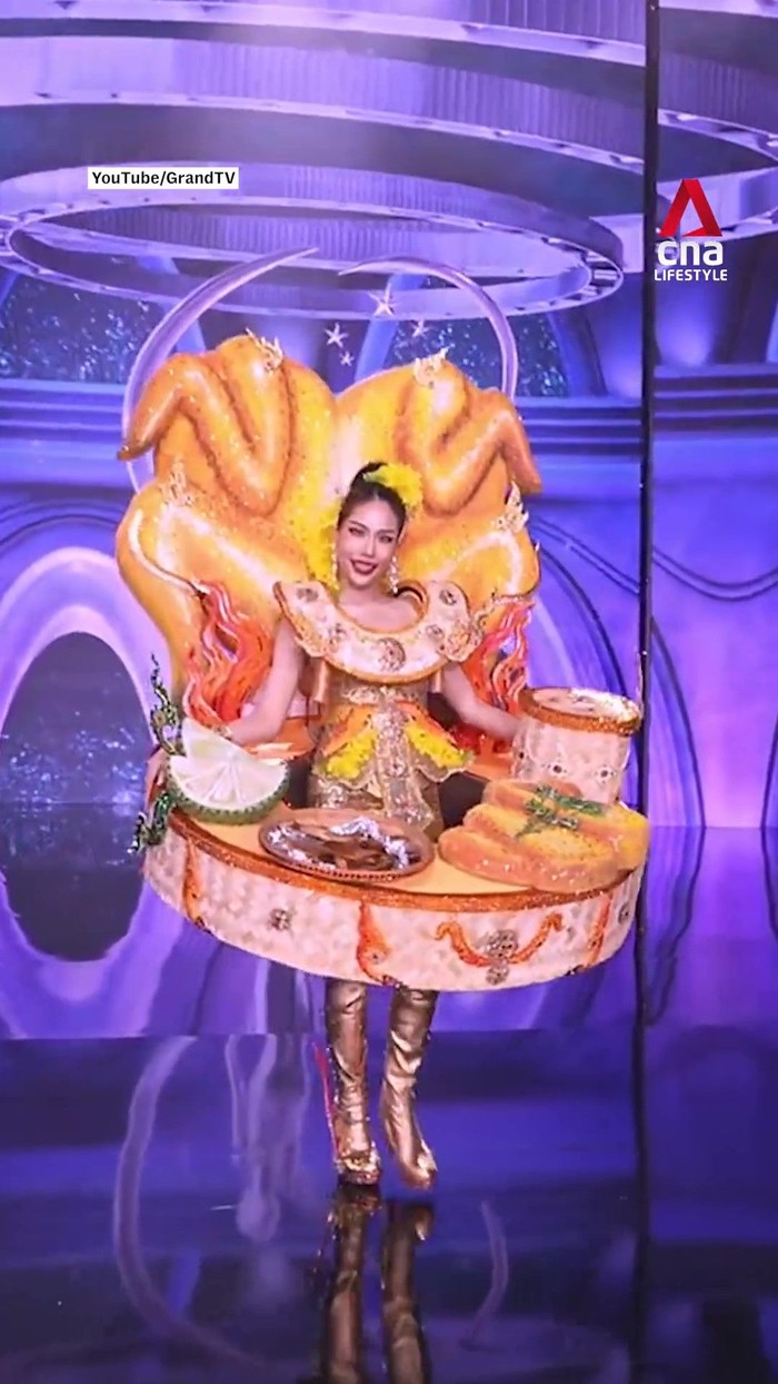 Miss Universe Thailanbd pakai gaun bertema makanan