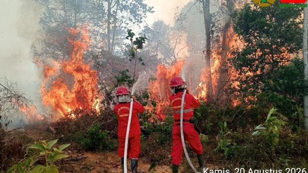 Petugas gabungan berupaya memadamkan api di Kecamatan Muara Bulian, Kabupaten Batang Hari, Provinsi Jambi (21/8/2026). (Dok. BPBD Kabupaten Batang Hari) Petugas gabungan berupaya memadamkan api di Kecamatan Muara Bulian, Kabupaten Batang Hari, Provinsi Jambi (21/8/2026). (Dok. BPBD Kabupaten Batang Hari)