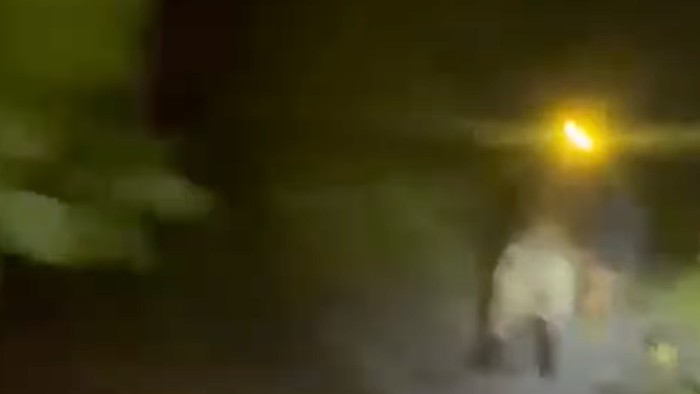 Tangkapan layar video viral pria senter diduga pelaku karhutla di Palangka Raya, Jumat (21/8/2026).