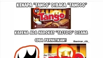 Ternyata cara membaca Tango pun bisa dijadikan bahan humor. Recehnya sampai urusan tanda tasydid ikut dibawa-bawa. Foto: X.com