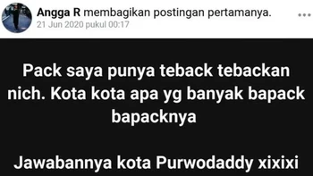 Purwodaddy! Kalau kotanya penuh bapak-bapak, namanya tentu bukan Purwodadi lagi. Logika humor bapak-bapak memang sulit dilawan. Foto: X.com