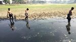 Waduk di Gresik Surut, Anak-anak Manfaatkan Kubangan untuk Berburu Ikan