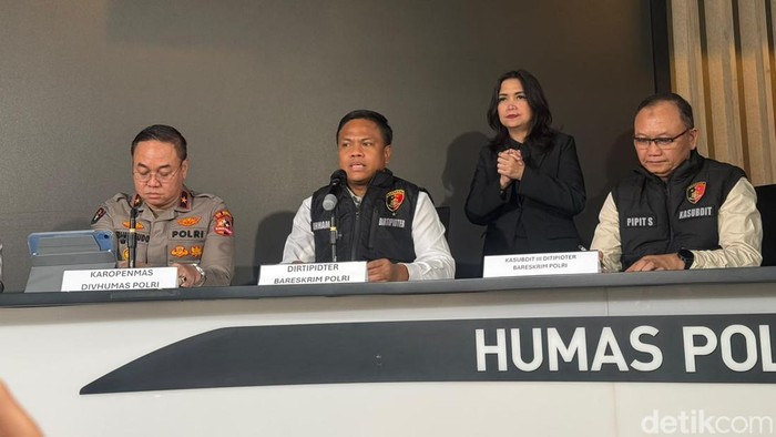 Jumpa pers Polri terkait kasus Karhutla. (Adhfar/detikcom)