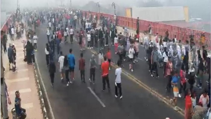 Pantau dari CCTV kota Palembang saat pelaksanaan CFD di Palembang pagi tadi diselimuti kabut asap