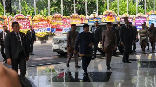 Presiden Prabowo Subianto menghadiri pernikahan sesprinya Rizky Irmansyah di JCC.
