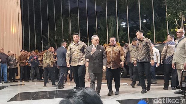 Sejumlah pejabat negara hadiri resepsi pernikahan Sespri Presiden Prabowo (Adrial Akbar/detikcom)