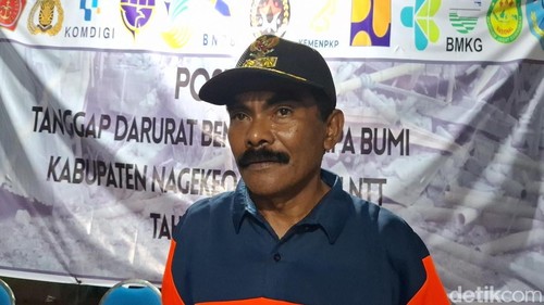 Wabup Nagekeo, NTT, Gonzalo Gratianus Muga Sada, saat ditemui di posko penanggulangan bencana BPBD Nagekeo, Minggu (23/8/2026). (Yufengki Bria/detikBali).