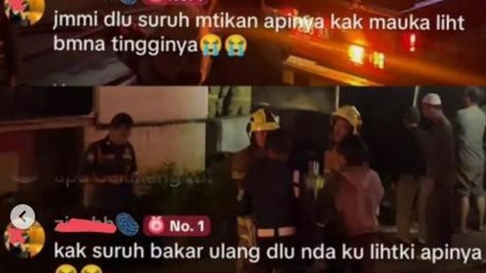 Wanita di Makassar menyampaikan komentar bernada provokati saat petugas Damkar memadamkan kebakaran.