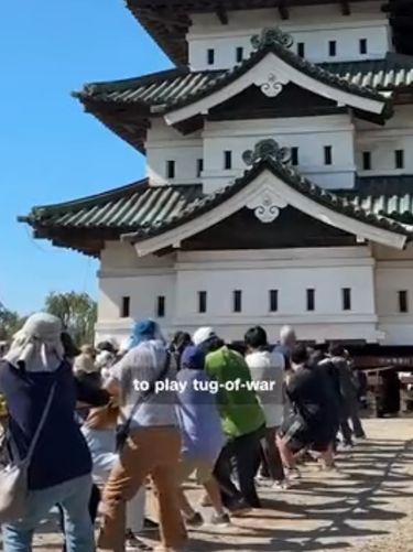 1.000 orang tarik Kastil Hirosaki ke posisi awal