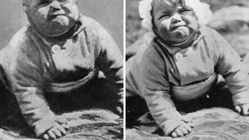 Pada 1933, ada foto yang diklaim sebagai bayi Hitler. Padahal itu bukanlah Hitler. Lima tahun kemudian, perempuan dari Ohio menyadari itu adalah foto anaknya, John May Warren. Foto aslinya memperlihatkan bayi yang tampak normal. Seseorang telah memanipulasinya dengan menggelapkan bayangan agar bayi itu terlihat menyeramkan. Foto: Museum of Haoxes via Bored Panda