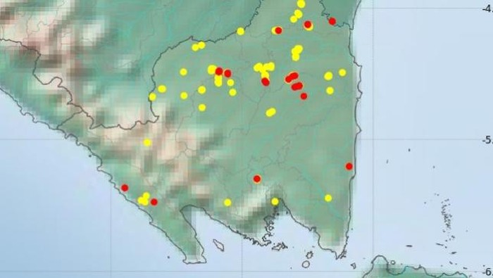 Sebaran hotspot di Lampung.