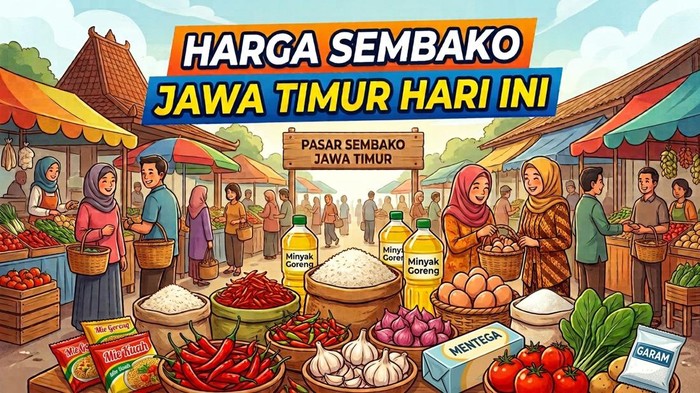 Ilustrasi harga sembako Jawa Timur hari ini.