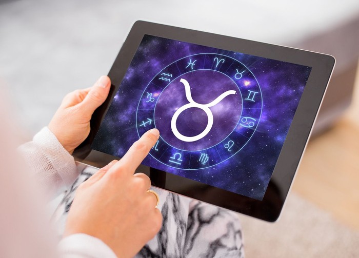Taurus zodiac sign on tablet