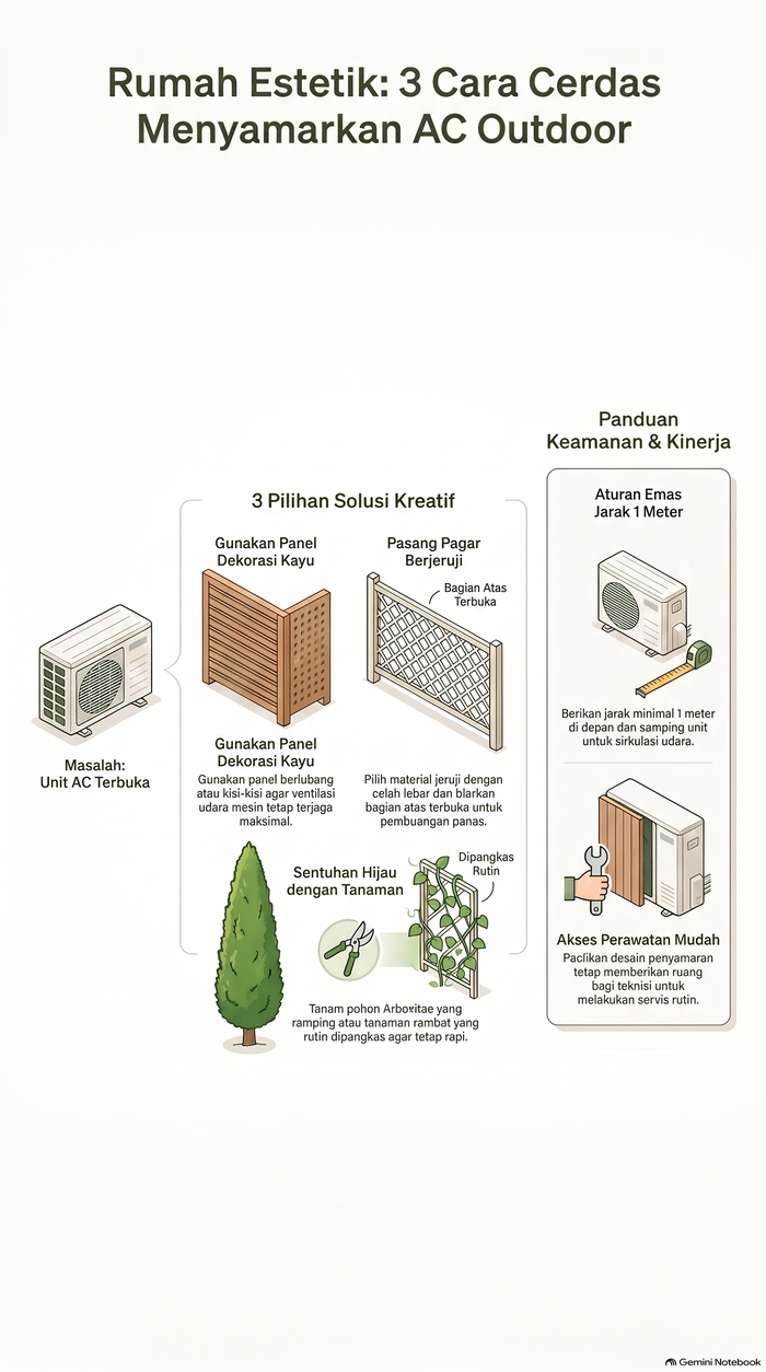 infografis penempatan AC outdoor di rumah