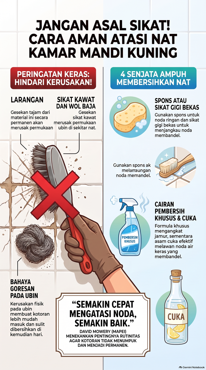 Infografis cara membersihkan nat lantai