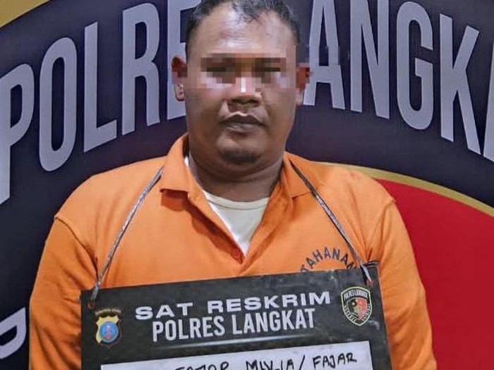 Pelaku Fajar usai ditangkap petugas kepolisian di Langkat